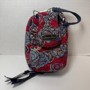 Donna Sharp Quilted Red Blue Paisley Print Cell Phone Bag Wallet